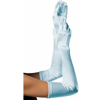 Leg Avenue Gants Extra Longs en Satin Bleu Clair Taille Unique
