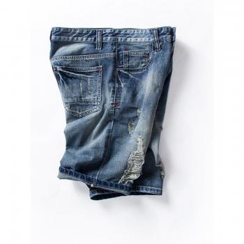 Jean en denim pour hommes, short vintage troué, taille 6XL