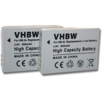 Kit 2 piles Li‑ion Canon reflex – 3,6 V, 650 mAh