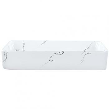 Évier Design Rectangulaire 61 x 35 cm Blanc Marbré