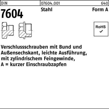 Verschluss-Schraube DIN 7604 Bund AM 30 x 1,5 Stahl 25 Stück