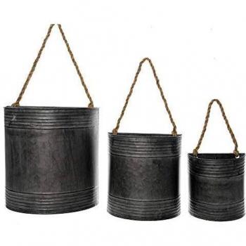 Zeitzone Zink‑Blumentopf Set – 3 Stück – Wandmontage – Landhauslook