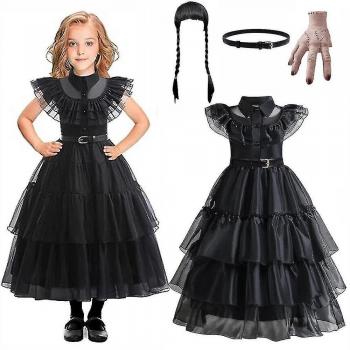 Vestido de Carnaval Miércoles Addams para Fiestas Infantiles