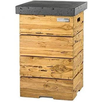 Beistelltisch Teak für Gasflasche „Happy Cocooning” – Grau 410 × 410 × 620 mm