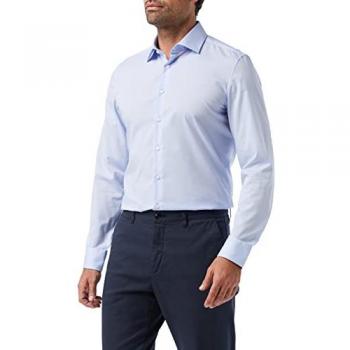 Businesshemd SEIDENSTICKER Slim Gr. 45, normale Ärmellängen, blau (hellblau), Herren, 100% Baumwolle, unifarben, Hemden, Slim Langarm Kentkragen Uni