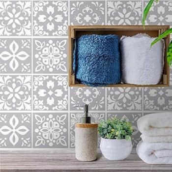 WALPLUS Wall Tile Sticker 15cm(6) 24 pcs Light Grey Cement DIY Art Home Decorations
