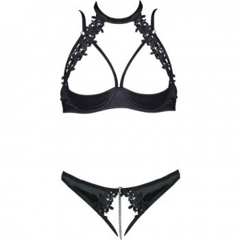 Cottelli Collection Set: Bügel-BH Ouvert Dessous Set: BH und String mit Kette