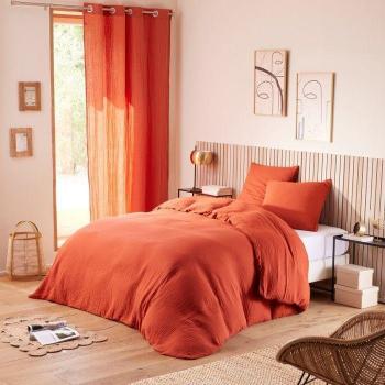 Tessuto di lino Noah Terracotta 4 pezzi per letto doppio
