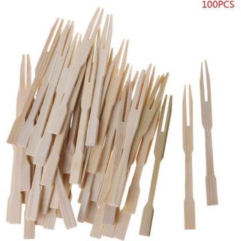 100Pcs Bamboo Party Dessert Forks