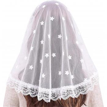 Black Lace Chapel Veil for Women MS2027