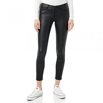 Pantalon slim noir, taille régulière, pleine longueur, matière viscose