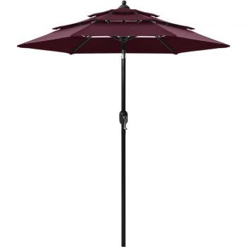 Parasol 3 Niveaux en Aluminium Bordeaux 2m