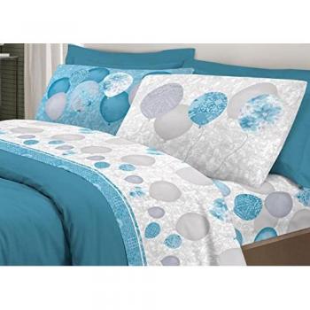 Letto Set Azzurro “Pensieri” – 100% Cotone, Design Palloncini