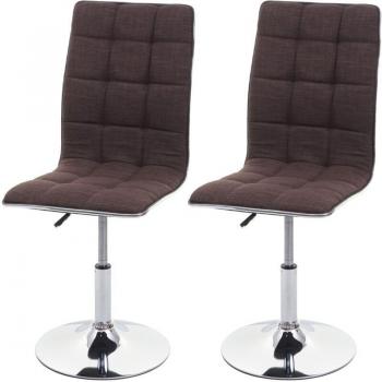 Duo de chaises de cuisine design en tissu brun, réglables en hauteur