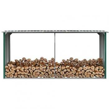 Vidaxl Log Storage Shed Galvanised Steel 330x92x153 cm Green