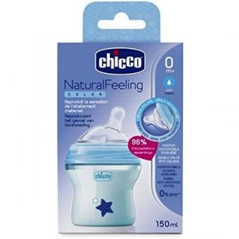 Chicco Biberon Silicone Bleu 0M+ 150ml Nat-Feeling