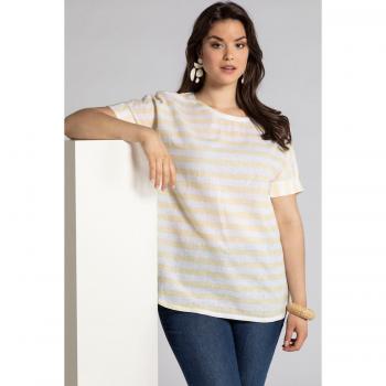 Maglia Gialla Oversize con Mezze Maniche, Misto Lino, Donna, Taglia 68/70
