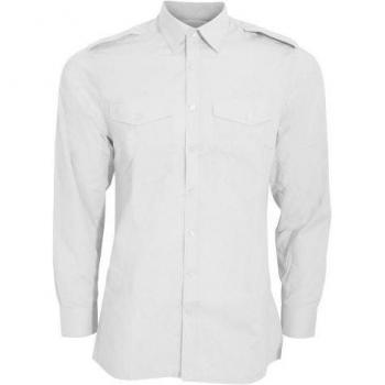 Herren Pilotenhemd Langarm 16 in Weiß von Kustom Kit