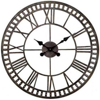 Large Buxton Garden Clock Outdoor Outdoor Indoor Wall Skeleton Grey Metal Clock
