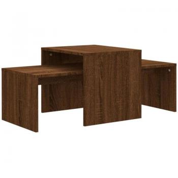 Tables basses emboîtées en bois d'ingénierie marron 100 x 48 x 40 cm