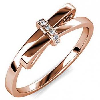 Bague Luminous Bow Cristaux Autrichiens Or Rose