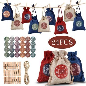 Festive Advent Calendar Hanging Bag