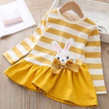Humor Bear Striped Patchwork Princess Dress for Girls