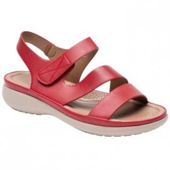 Red EVA‑Cushion Faux Leather Sandal, IVACHY, Size 6
