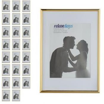 Relaxdays Cadres Photo 20x30 cm – Pack de 24 cadres dorés, passe‑partout 15x20 cm, verre, pose ou suspension