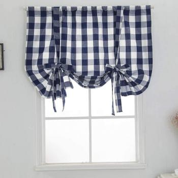 Plaid Design Kurze Fenster Vorhänge mit See Verstellbare Römische Jalousien Blackout Vorhänge für Wohnzimmer Küche