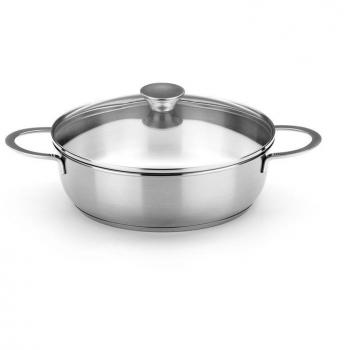Faitout base 26 cm Ancora inox 18/10 avec verre, multi‑feux