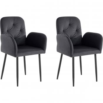 Chaises de salle à manger en velours gris