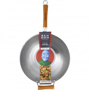 Ken Hom Excellence 36 cm Wokpfanne aus Karbonstahl mit Holzgriff