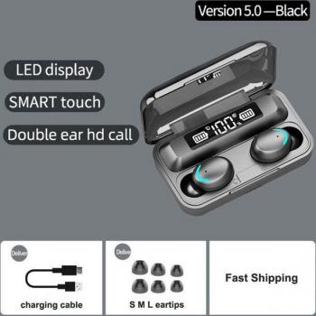 Auriculares Bluetooth F9-5C V5.0, Mini TWS, Estéreo con Cargador y Cancelación de Ruido