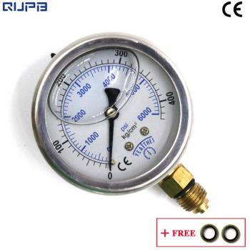 Ölgefüllte Mini Druckmessuhr 63mm Edelstahl 6000PSI G1/4
