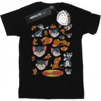 Tom und Jerry Girls T-Shirt mit bunten Gesichtern