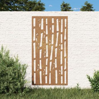 Art Mural de Jardin 105x55 cm Acier Corten en Forme de Bambou