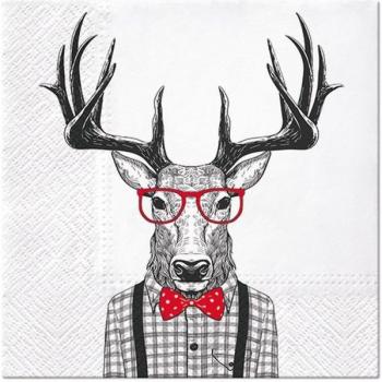 Lunch‑Serviette HIRSCH Brille – PAW Sp. z o.o., 20 Stück, 33 cm × 33 cm