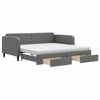 VidaXL Ausziehbares Bett mit Schubladen Dunkelgrau 100x200 cm