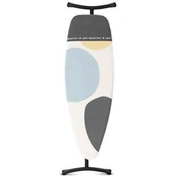Brabantia Size D Ironing Board with Spring Bubbles Cover, Heat Resistant Parking Zone, Black Frame, 53 x 18 in (47cm W x 8.5cm L)