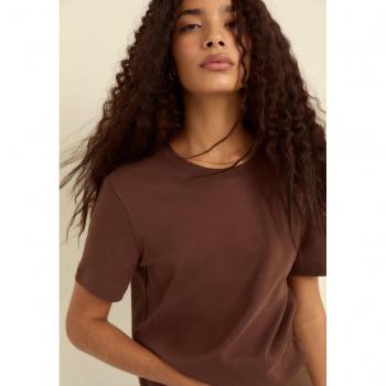 Marrone L T‑shirt Regular Fit Heavyweight Stradivarius