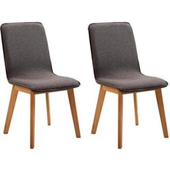 Tableau de deux chaises de salle à manger, tissu taupe, châssis en bois dur – vidaXL