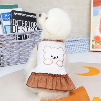 Spring/Summer Dog T-shirt Dress with Cute Bear