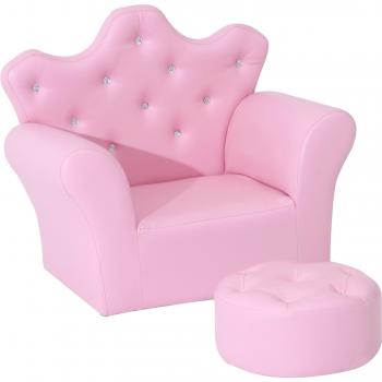 HOMCOM Sofá para Niños con Reposabrazos Acolchados Rosa 58x40,5x49 cm