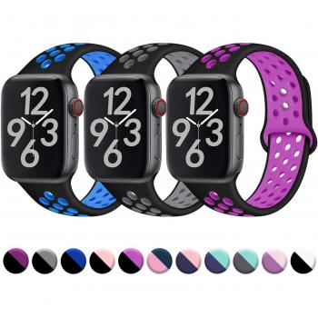 Hamile Correa de Silicona Suave Doble Color para Apple Watch 42mm/44mm Series 4