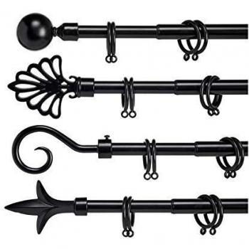 Schwarze Vorhangschiene S3600069 – 5 Stück, 123,5 cm lang, 5 cm breit – Eisen