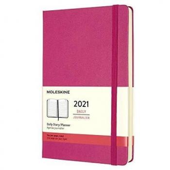 Moleskine 400 Page Daily Planner 2021, Large Size, Pink Cover