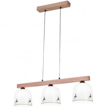 Lampada a sospensione cervo bianco/verde Kolarz Chalet, lunghezza 88 cm