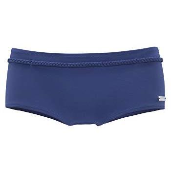 Buffalo Happy Bikini-Hotpants – Damen, Gr. 38, N-Gr, blau, Mikro‑Faser/Polyamid, einfarbig, mit Ziergürtel aus Filzgewebe