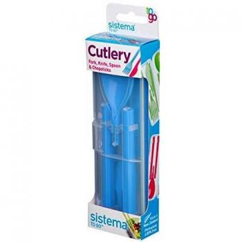 Compact Blue Cutlery Set for Travel